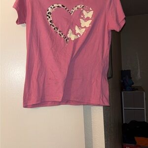 Pink Heart Graphic Blouse